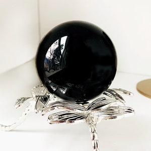 Black Obsidian Sphere for Energetic Protection, Witchy Crystal Ball, Metaphysical Crystal Gifts