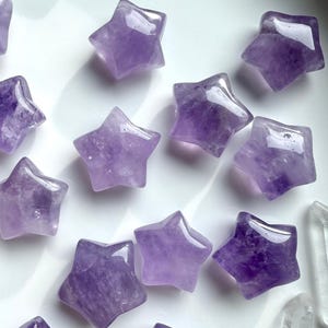 Mini Amethyst Star Carvings – Calming Crystals for Peace, Crown Chakra Healing Stones