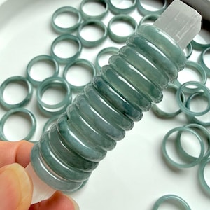 Blue Water Jade Ring – Natural Guatemalan Jadeite Band, Heart Chakra Healing Jewelry