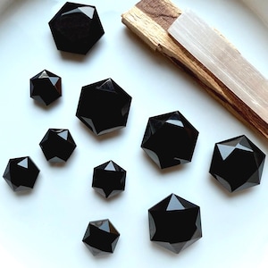 Black Obsidian Hexagon: Faceted Crystal Star of David, Root Chakra Stone for Energetic Protection