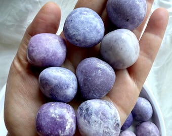 Lepidolite Tumbled Stones, Calming Meditation Crystals for Grids and Crown Chakra Healing