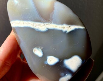 Orca Agate Freeform, Throat Chakra Healing Stone, Crystal Altar Decor