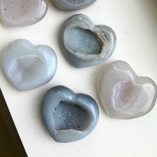 Druzy Agate Heart, Crystal Heart, Heart-Shaped Druzy Agate Geode, Small Crystal Gift