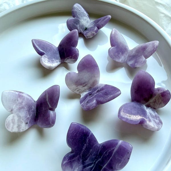 Lepidolite Butterfly Carvings — Soothing Crystals for Peace & Emotional Healing