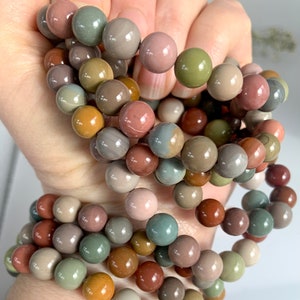 Alashan Agate Beaded Bracelet – Calming Crystal Jewelry for Balance & Protection – Root Chakra Gift for Her