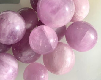 Mini Kunzite Sphere, Mini Crystal Ball, Metaphysical Stones for Love and Heart Chakra Healing