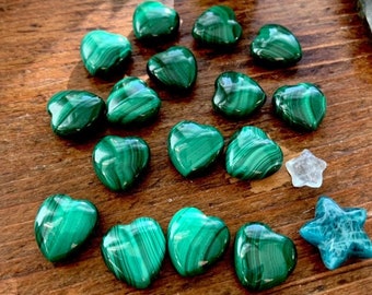 Malachite Hearts, Mini Crystal Hearts, Natural Malachite, Heart Chakra Crystal, Small Crystal Gift