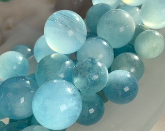 Mini Aquamarine Spheres, Mini Crystal Sphere, Throat Chakra Stone