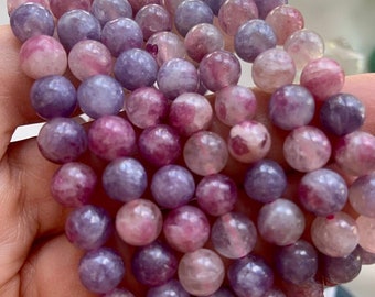 Unicorn Stone Bracelet – Pink Tourmaline in Lepidolite, Heart Chakra Healing Jewelry for Love