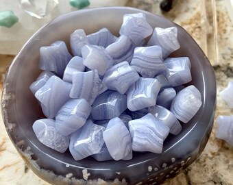 BLUE LACE AGATE Stars, Crystal Star, Mini Stars, Mini Crystals, Moon Phase Crystals, Crystal Grids, Altar Decor, Throat Chakra Crystals