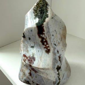 8th Vein Ocean Jasper Flame Rare Orbicular Jasper Ocean Freeform Tower Metaphysical Home Decor Statement Piece Crystal Collector Gift