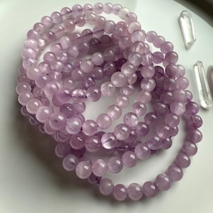 Lilac Kunzite Bracelet: Heart Chakra Stone, Healing Crystal Jewelry for Love image 1