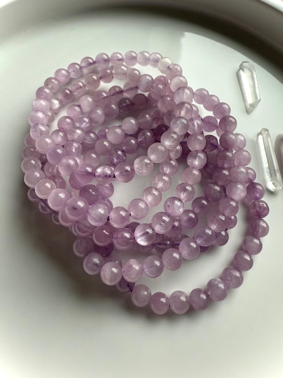 Lilac Kunzite Bracelet: Heart Chakra Stone, Healing Crystal Jewelry for Love
