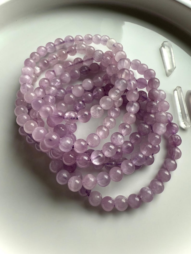 Lilac Kunzite Bracelet: Heart Chakra Stone, Healing Crystal Jewelry for Love image 1