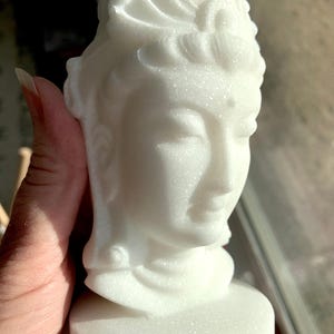 White Jade Quan Yin Statue, Divine Feminine Crystal Goddess Carving, Metaphysical Altar Decor