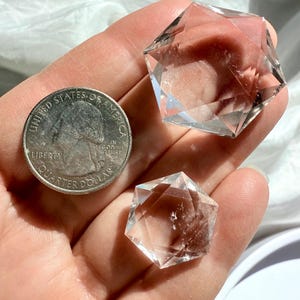Crystal Hexagon Faceted Clear Quartz Crystal Gem Sacred Geometry Crystal Star of David Metaphysical Crystal Collector Gift for Men