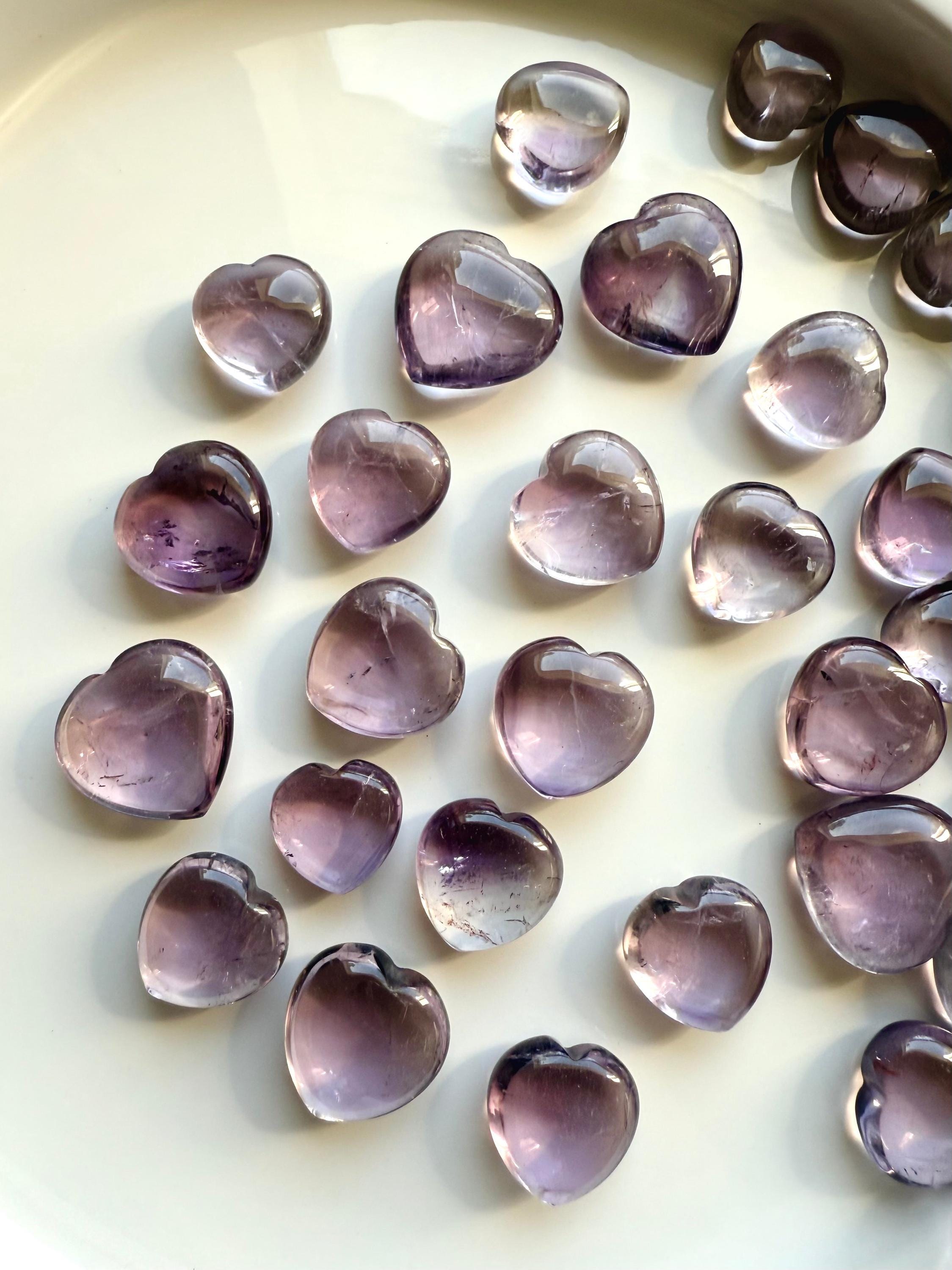 Lilac Amethyst Heart Carving: Mini Crystal Pocket Stone, Crown Chakra Healing