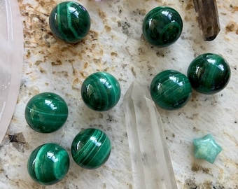 Mini Malachite Sphere, Natural Green Malachite Crystal Ball, Heart Chakra Healing Crystal, Metaphysical Collector Gift