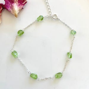 Dainty Peridot Bracelet: Sterling Silver or Gold Filled, August Birthstone