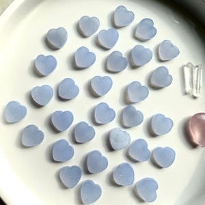 Mini sized Blue Chalcedony heart shaped crystals