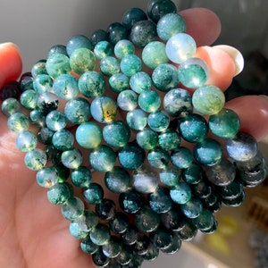 Moss Agate Bracelet – High Quality Heart Chakra Crystal Jewelry for Growth, Grounding and Abundance – Healing Gemstone Gift