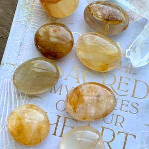 Small Golden Healer Palm stone, Golden Healer Quartz Palmstone, Meditation Stone, Pocket Crystal, Solar Plexus Healing