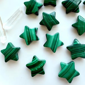 Malachite Crystal Star, Mini Crystal Carvings for Grids, Metaphysical Stones for Heart Chakra Healing