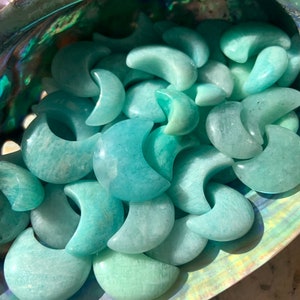 Mini Amazonite Crystal Moon, Crescent Moon shaped crystals, mini crystals, crystals for grids