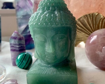 Green Aventurine Buddha Head, Crystal Buddha Statue, Buddha Home Decor, Feng Shui Crystals