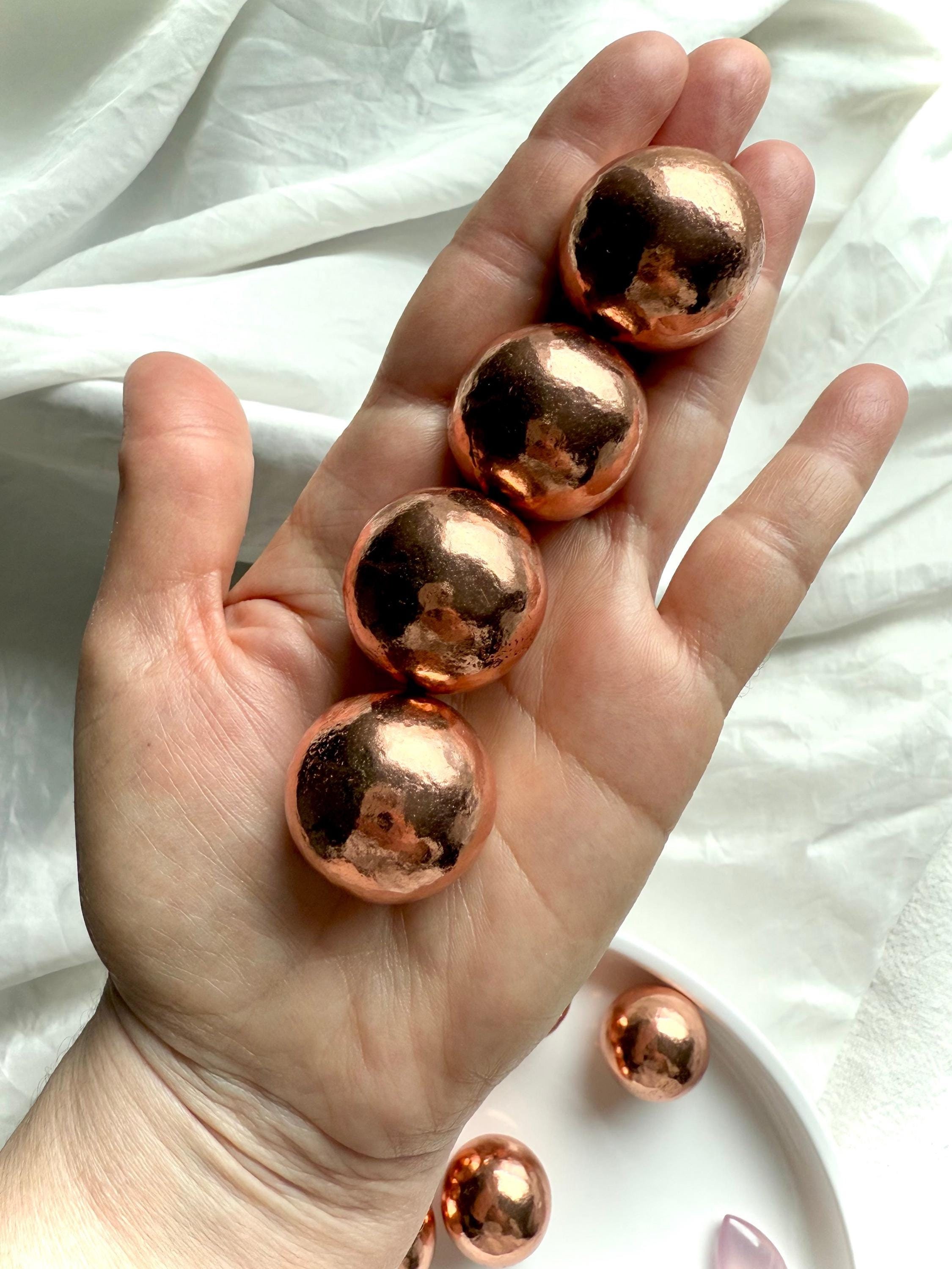 Michigan Copper Sphere with Holder Mini Crystal Ball Polished Copper Metaphysical Energy Healing Crystal Collector Gift for Women
