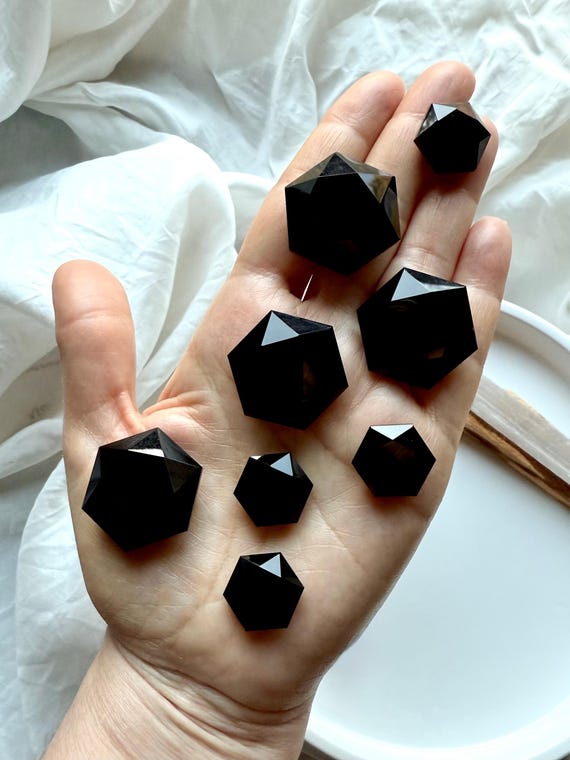 Black Obsidian Hexagon Star of David – Protection Crystal for Grounding & Energy Clearing
