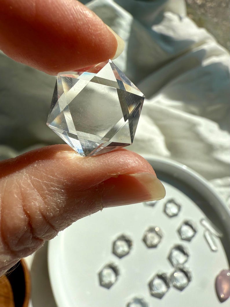 Crystal Hexagon Faceted Clear Quartz Crystal Gem Sacred Geometry Crystal Star of David Metaphysical Crystal Collector Gift for Men