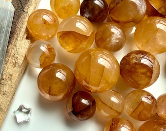Golden Healer Quartz Mini Spheres – Solar Plexus Chakra Healing Crystal Balls
