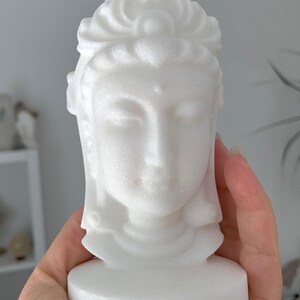 White Jade Quan Yin Statue, Divine Feminine Crystal Goddess Carving, Metaphysical Altar Decor