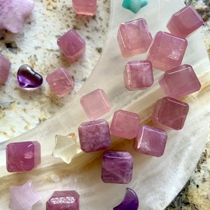 Lavender Rose Quartz Crystal Cube, Purple Rose Quartz, Girasol Rose Quartz, Mini Crystal Cube