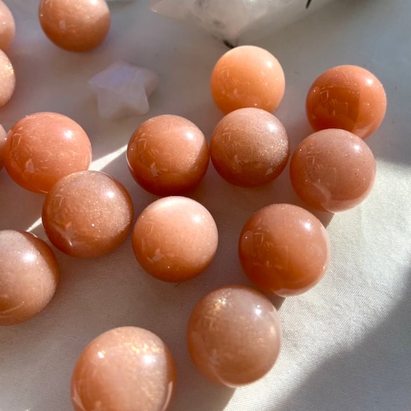 Peach Moonstone Sphere, Moonstone with Sunstone, Mini Sphere, Manifestation Crystal