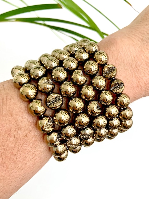 Pyrite Bracelet: Solar Plexus Chakra Healing Stone, Crystal Jewelry for Abundance