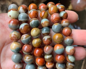 Polychrome Jasper Bracelet – Root Chakra Stone, Grounding Crystal Jewelry for Healing Earth Energy