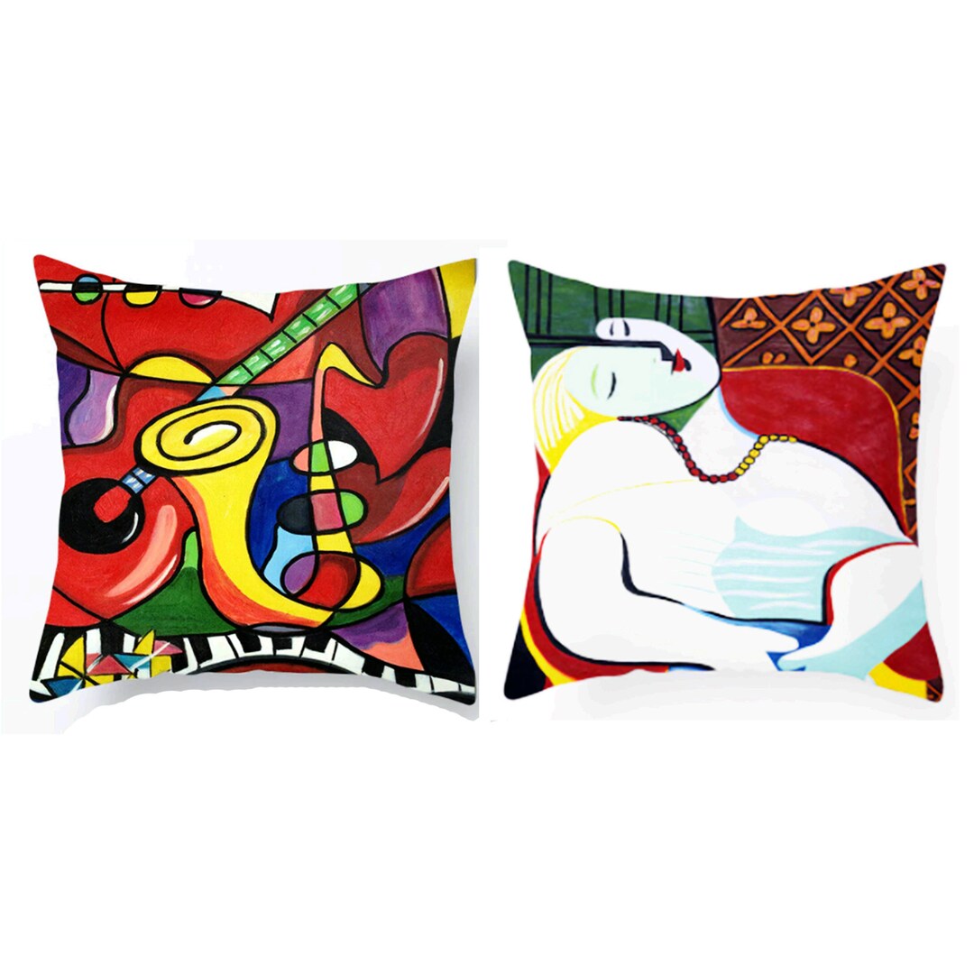 Picasso Inspired Throw Pillows the Dream Musical Instruments Etsy
