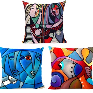 Picasso Style Artsy Abstract Throw Pillows