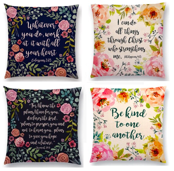 Inspirational Bible Quotes Throw Pillows 18x18 Set 