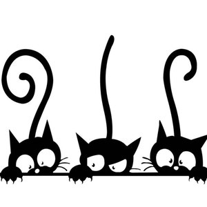 Three Black Cats Wall Decal Cute Cat Stickers