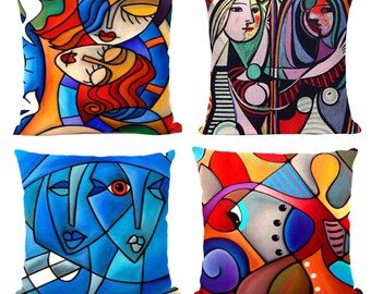 Picasso Style Abstract Throw Pillow Cover