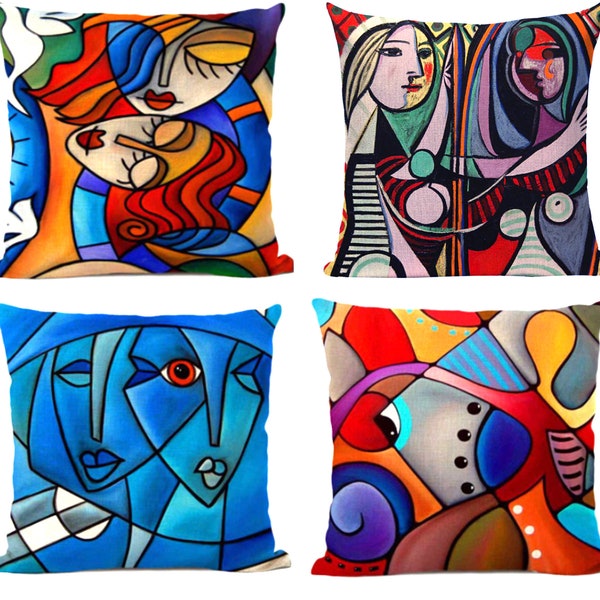 Picasso Style Abstract Throw Pillow Cover