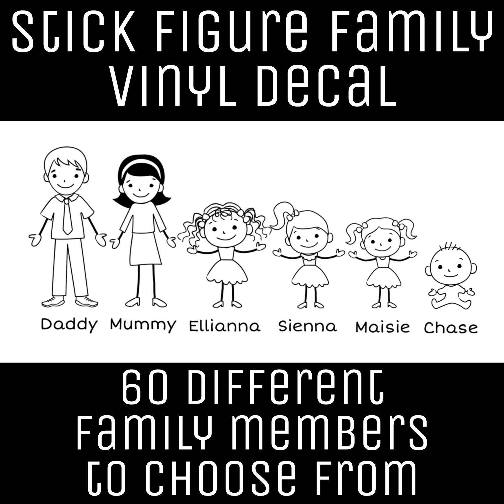 Family address labels stick figures