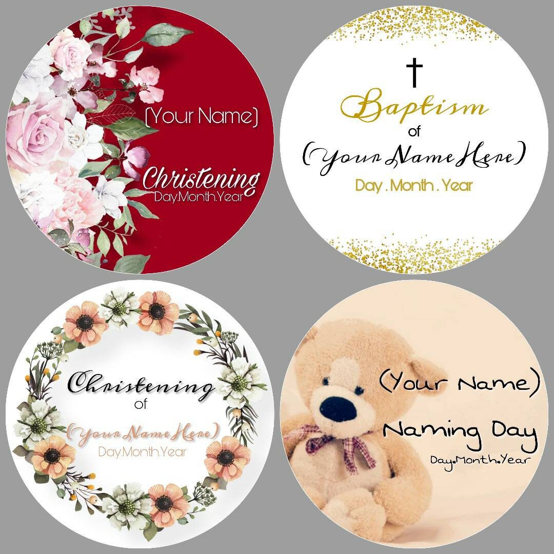 Personalised Christening Stickers Custom Naming Day Labels / Etsy