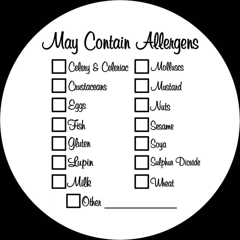 Allergy Warning Labels Allergen Advice Stickers / May Etsy UK
