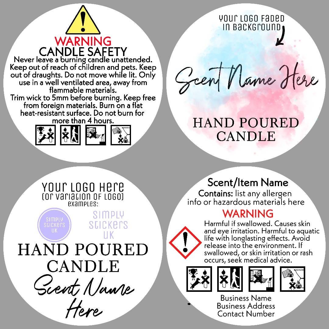 Candle Packaging Stickers Tea Light Safety Compliance Labels Etsy UK
