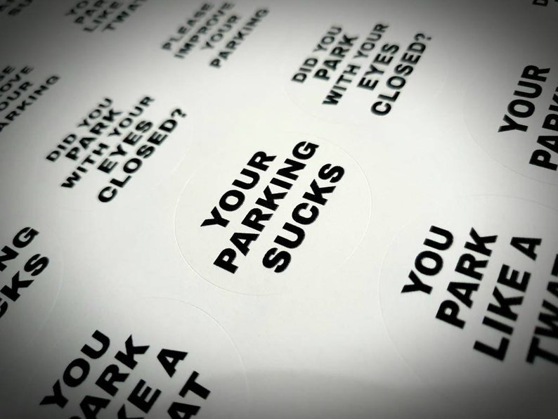 Bad Parking Stickers Badly Parked Car Car Park Warning Etsy UK