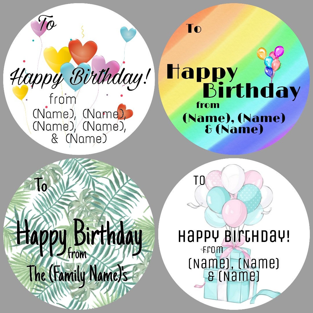 Happy Birthday Stickers Personalised Name Present Tags / Etsy